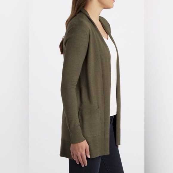 Dark Olive Open Front Cardigan - Picture 3 of 7